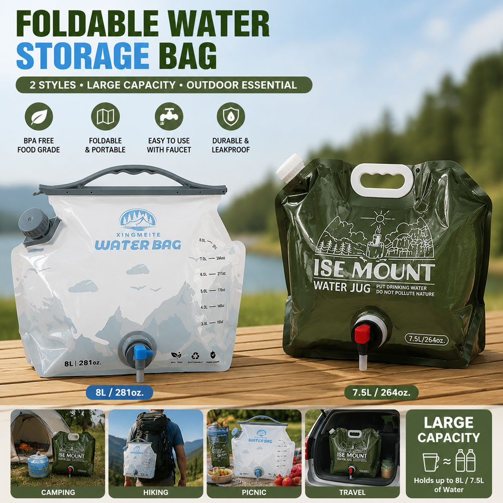 Water Bag Collapsible - 8L Large Capacity Outdoor Folding Collapsible