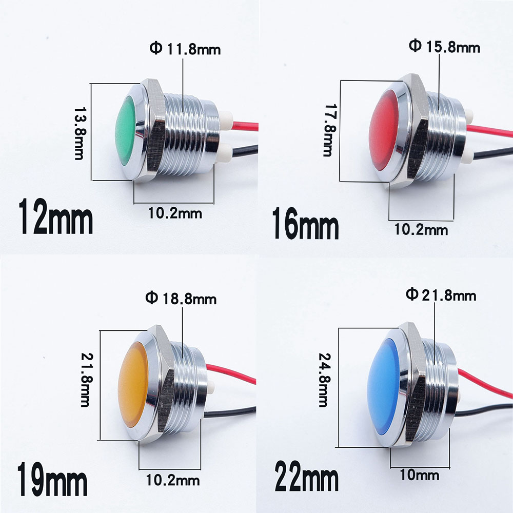 10pcs 12/16/19/22mm Metal LED  - огляд і ціна Signal Panel Orange