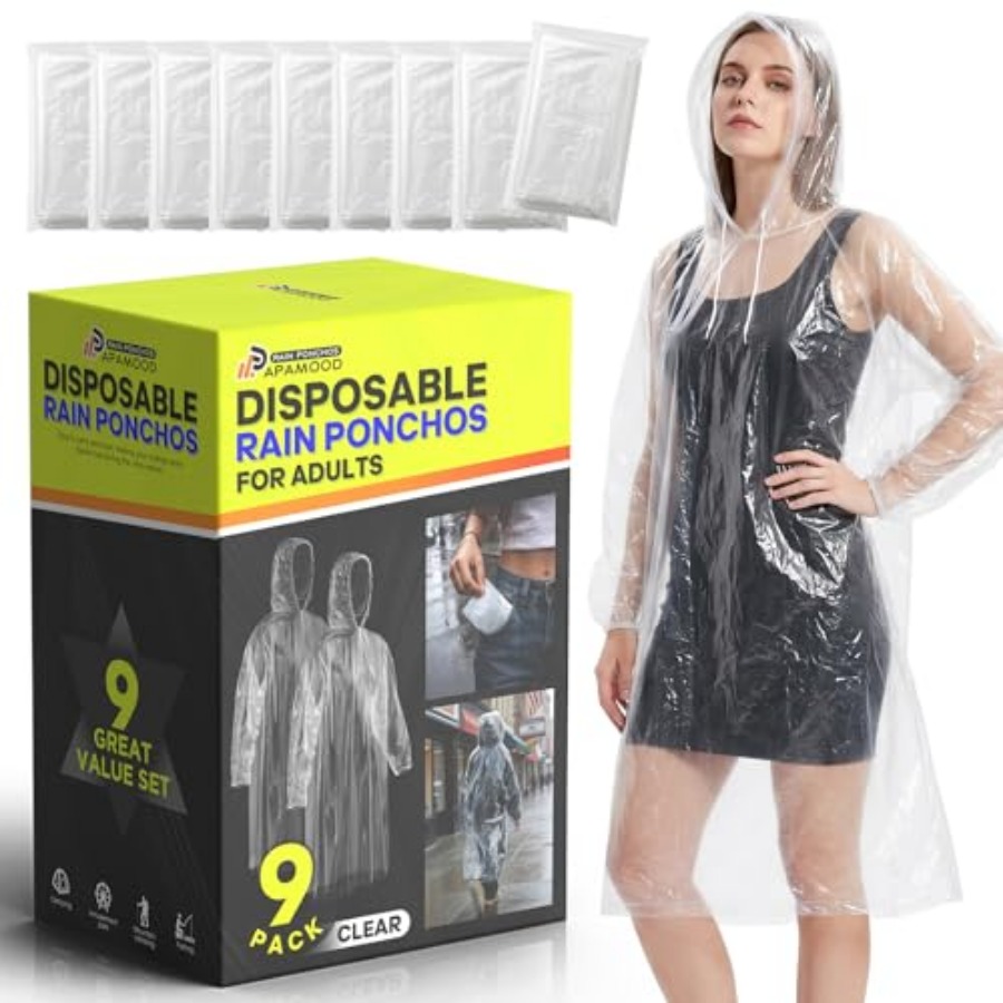 Disposable Rain Ponchos, 6PK/9 - огляд і ціна Emergency Poncho Rain