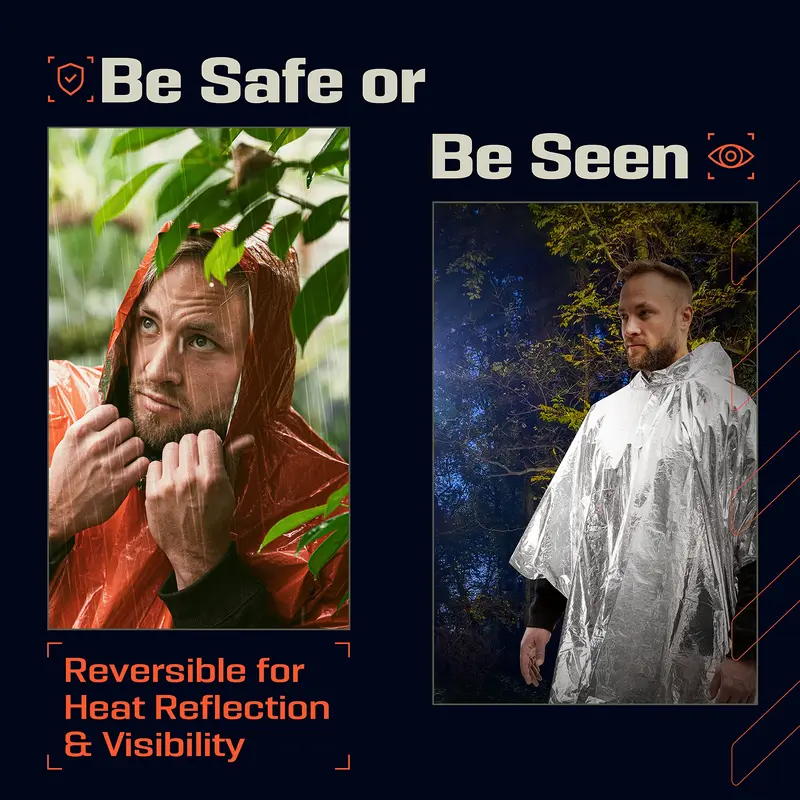 Aluminum Coated Hooded Emergen - огляд і ціна Emergency Poncho Rain