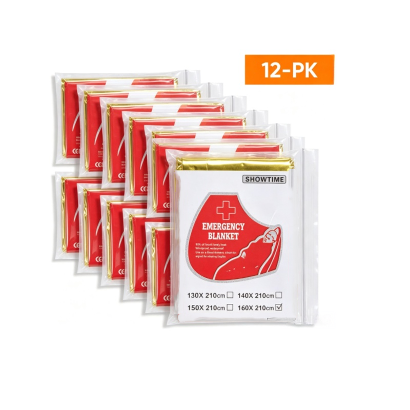 12PCS Large 160×210cm Gold Foi - огляд і ціна Survival Blanket Reflective